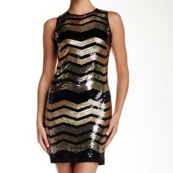vince camuto chevron sequin dress Vince Camuto New Black Womens Size 2 Chevron Sequined Sheath Dress, Women's